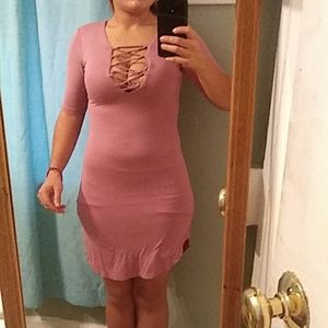 V neck casual dress